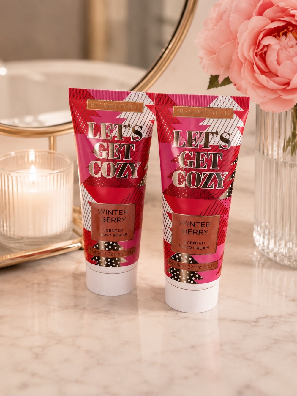 Bloom & Field “Let’s Get Cozy” Winter Berry Hand Cream & Scrub Set | RARE